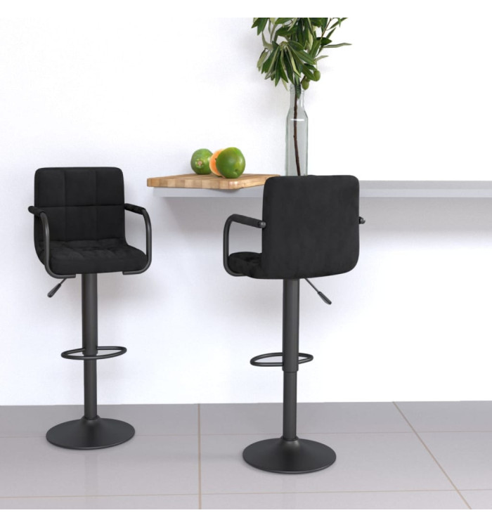 Tabourets de bar lot de 2 noir velours | Mobilier & Déco