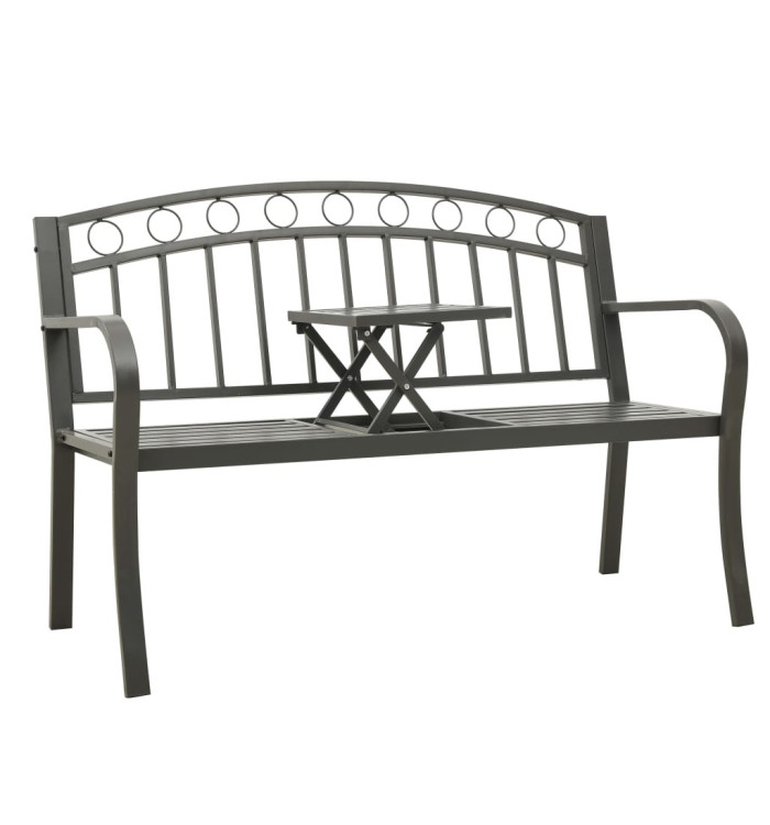 Banc de jardin avec une table 125 cm acier gris | Mobilier & Déco