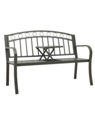 Banc de jardin avec une table 125 cm acier gris | Mobilier & Déco