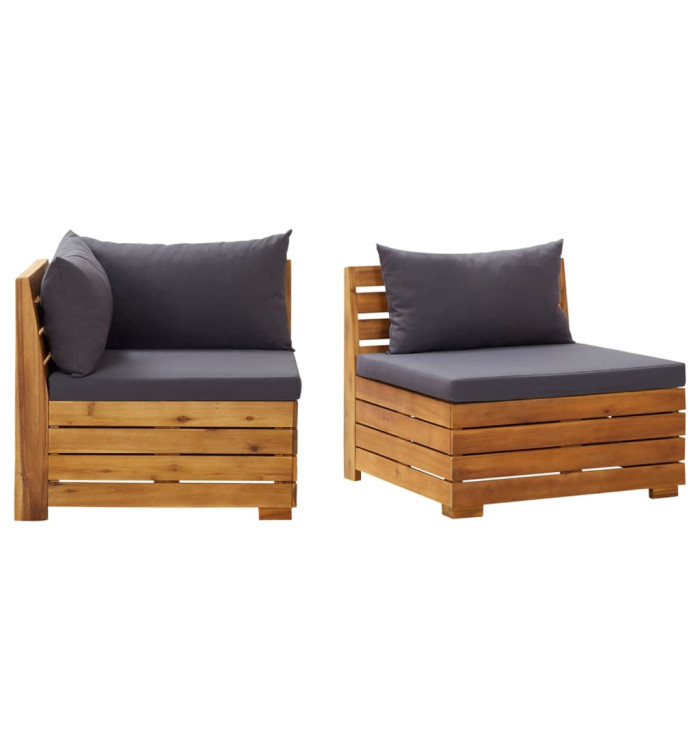 Salon de jardin 2 pcs avec coussins Bois d'acacia solide | Mobilier & Déco