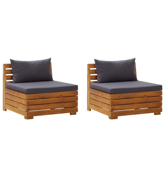 Canapé de jardin 2 places avec coussins Bois d'acacia massif | Mobilier & Déco