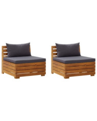 Canapé de jardin 2 places avec coussins Bois d'acacia massif | Mobilier & Déco