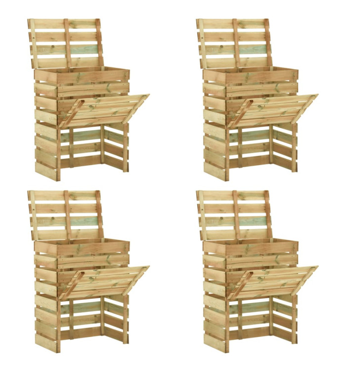 Composteur de jardin à lattes 4 pcs 80x50x100 cm Pin imprégné | Mobilier & Déco