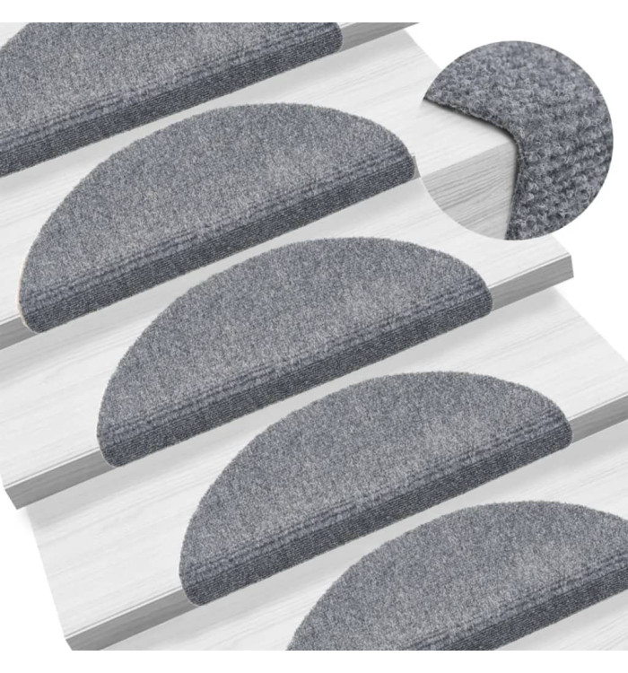 Tapis d'escalier auto-adhésif 15 pcs 56x17x3 cm Gris clair | Mobilier & Déco