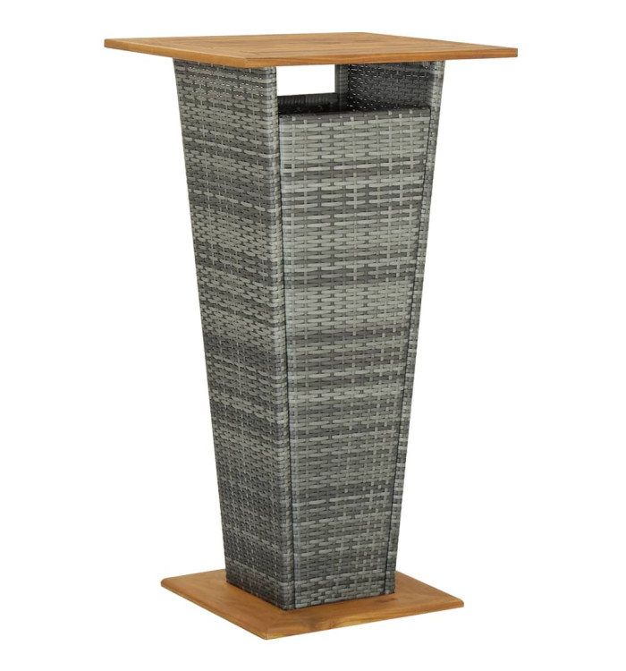 Table de bar Gris 60x60x110 cm Résine tressée et bois d'acacia | Mobilier & Déco