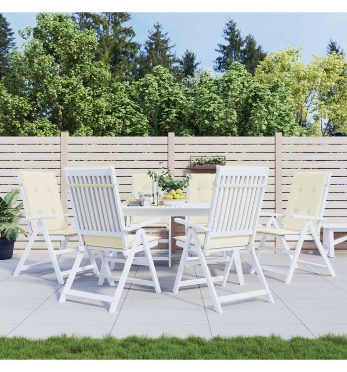 Coussins de chaise de jardin dossier haut lot de 6 crème tissu | Mobilier & Déco