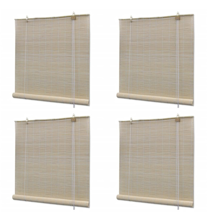 Stores à rouleau Bambou naturel 4 pcs 120x160 cm | Mobilier & Déco