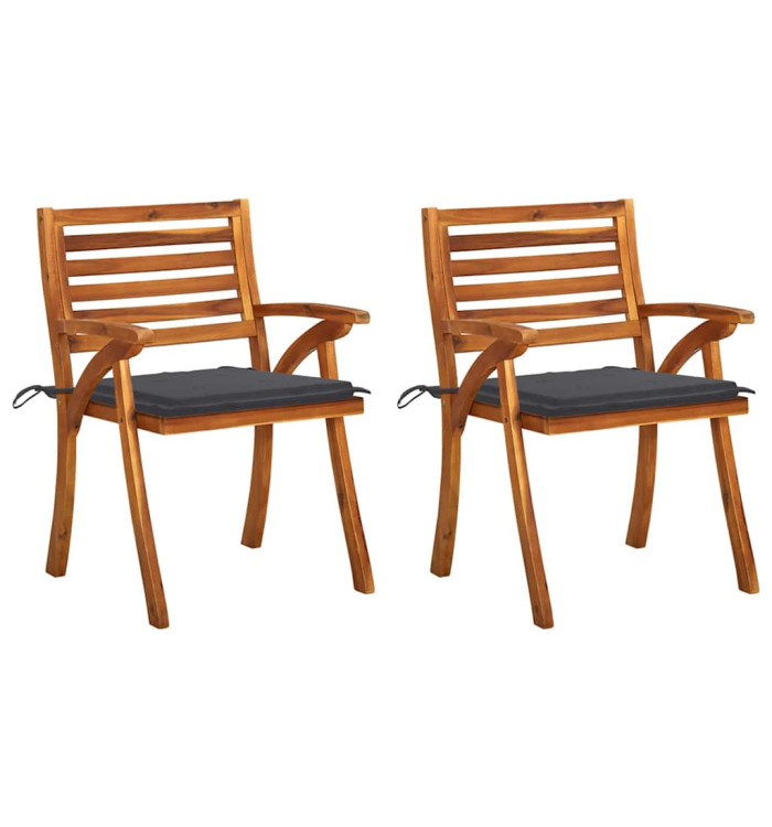 Chaises à manger de jardin avec coussins lot de 2 Acacia massif | Mobilier & Déco