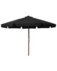 Parasol d'extérieur avec mât en bois 330 cm Noir | Mobilier & Déco