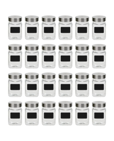 Pots de conservation avec autocollant 24 pcs 300 ml | Mobilier & Déco