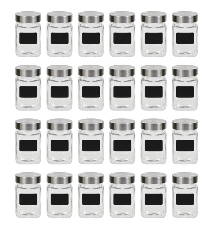 Pots de conservation avec autocollant 24 pcs 300 ml | Mobilier & Déco