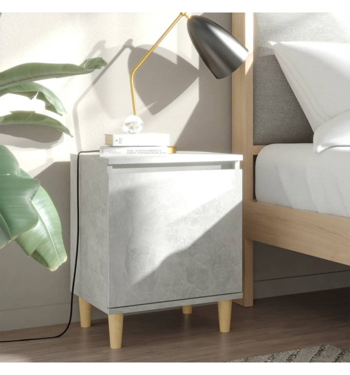 Table de chevet avec pieds en bois Gris béton 40x30x50 cm | Mobilier & Déco