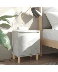 Table de chevet avec pieds en bois Gris béton 40x30x50 cm | Mobilier & Déco