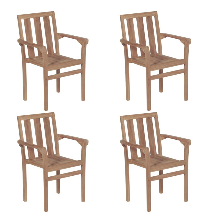 Chaises de jardin empilables lot de 4 Boie de teck solide | Mobilier & Déco