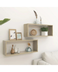 Étagères murales cube 2 pcs Chêne sonoma Bois d’ingénierie | Mobilier & Déco