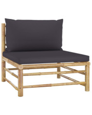 Canapé de milieu de jardin avec coussins gris foncé Bambou | Mobilier & Déco