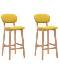 Tabourets de bar lot de 2 jaune moutarde tissu | Mobilier & Déco