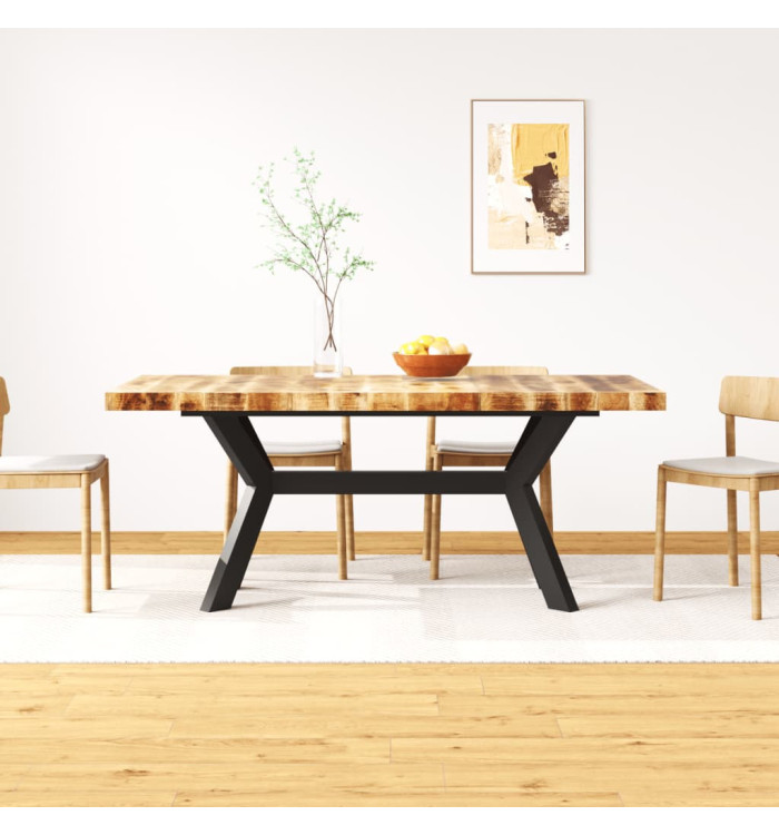 Table à manger Bois de manguier massif et croix en acier 180 cm | Mobilier & Déco