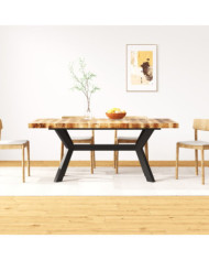 Table à manger Bois de manguier massif et croix en acier 180 cm | Mobilier & Déco