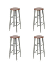Tabourets de bar lot de 4 argenté et marron MDF | Mobilier & Déco