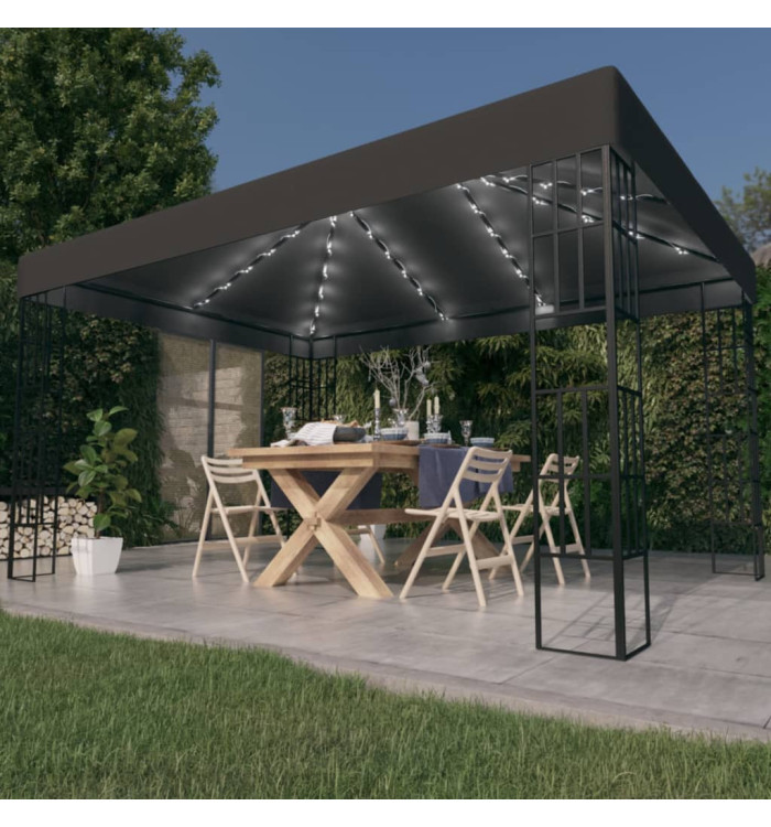Tonnelle avec guirlande lumineuse à LED 3x4 m Anthracite | Mobilier & Déco