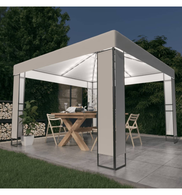 Tonnelle avec double toit et lumières LED 3x3 m Blanc | Mobilier & Déco