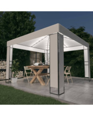 Tonnelle avec double toit et lumières LED 3x3 m Blanc | Mobilier & Déco