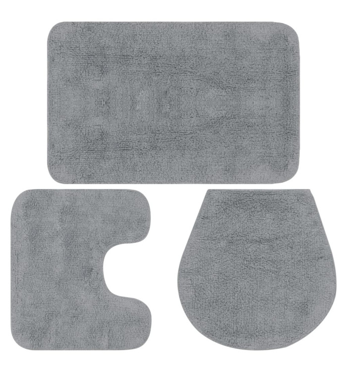 Jeu de tapis de salle de bain 3 pcs Tissu Gris | Mobilier & Déco