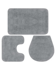 Jeu de tapis de salle de bain 3 pcs Tissu Gris | Mobilier & Déco