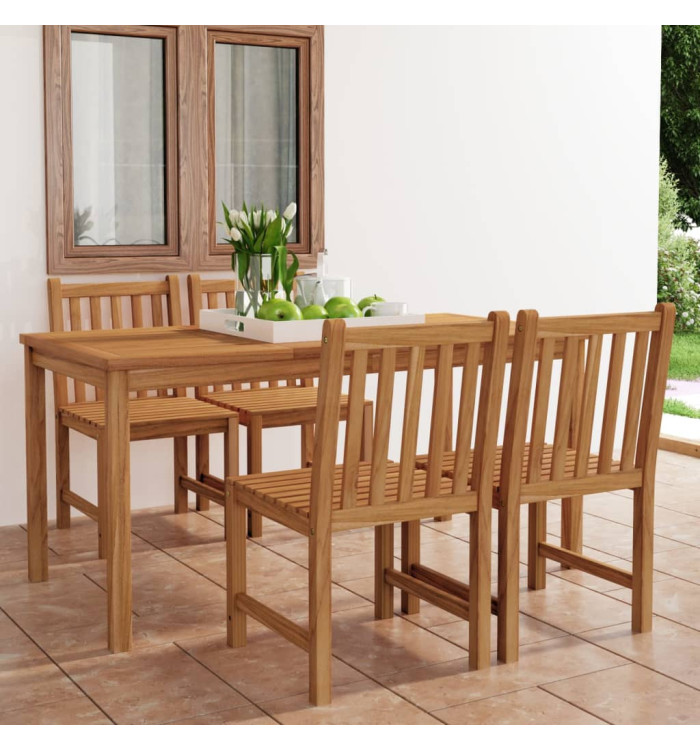Ensemble à manger de jardin 5 pcs Bois de teck massif | Mobilier & Déco