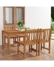 Ensemble à manger de jardin 5 pcs Bois de teck massif | Mobilier & Déco