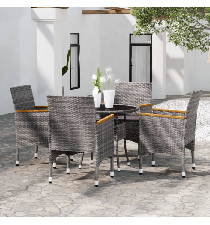 Ensemble à manger de jardin 5 pcs Résine tressée Gris | Mobilier & Déco