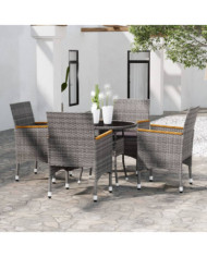 Ensemble à manger de jardin 5 pcs Résine tressée Gris | Mobilier & Déco