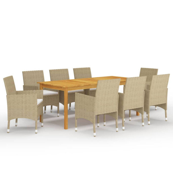 Ensemble à manger de jardin 9 pcs Beige | Mobilier & Déco