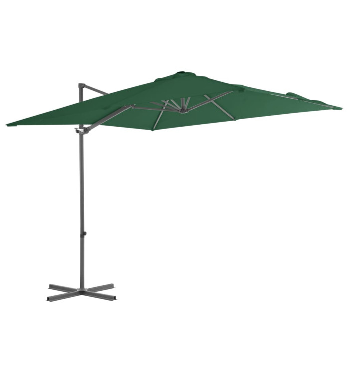 Parasol de jardin en porte-à-faux avec mât en acier vert | Mobilier & Déco