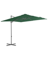 Parasol de jardin en porte-à-faux avec mât en acier vert | Mobilier & Déco