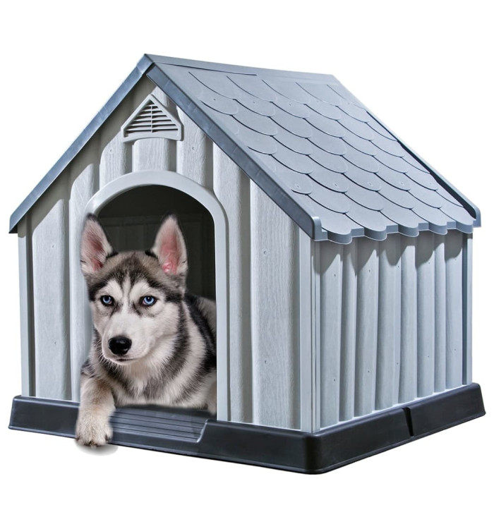 Niche pour chiens Gris 92x87x91 cm Plastique | Mobilier & Déco
