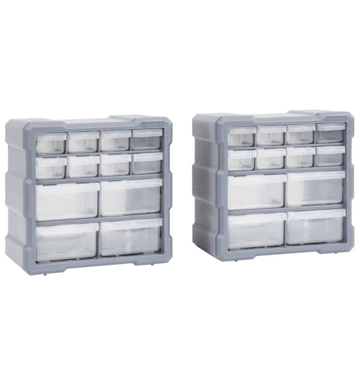 Organisateurs multi-tiroirs avec 12 tiroirs 2 pcs 26,5x16x26 cm | Mobilier & Déco
