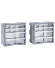 Organisateurs multi-tiroirs avec 12 tiroirs 2 pcs 26,5x16x26 cm | Mobilier & Déco