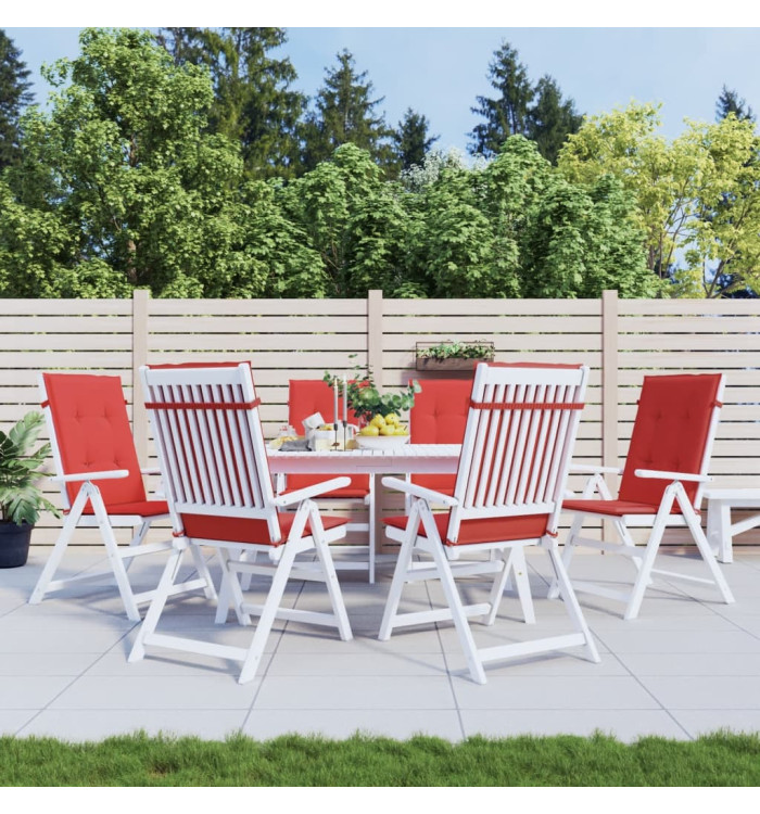 Coussins de chaise de jardin dossier haut lot de 6 rouge tissu | Mobilier & Déco