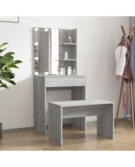Ensemble de coiffeuse avec LED Sonoma gris Bois d'ingénierie | Mobilier & Déco