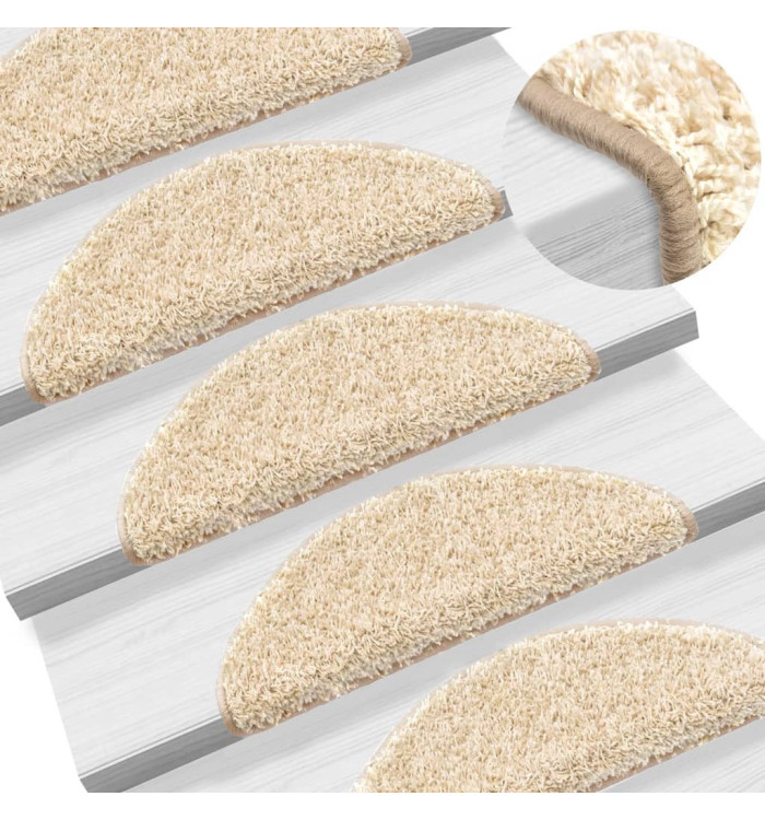 Tapis d'escalier 15 pcs crème 56x17x3 cm | Mobilier & Déco