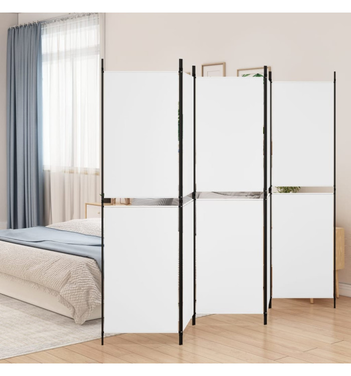 Cloison de séparation 5 panneaux Blanc 250x180 cm Tissu | Mobilier & Déco