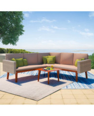 Salon de jardin 4 pcs avec coussins Résine tressée Gris | Mobilier & Déco
