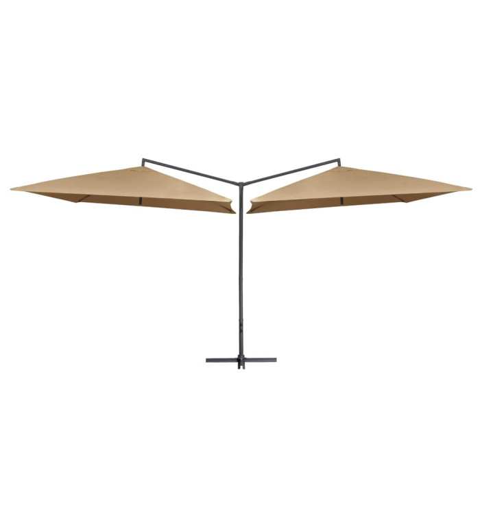 Parasol double avec mât en acier 250 x 250 cm Taupe | Mobilier & Déco