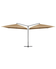 Parasol double avec mât en acier 250 x 250 cm Taupe | Mobilier & Déco