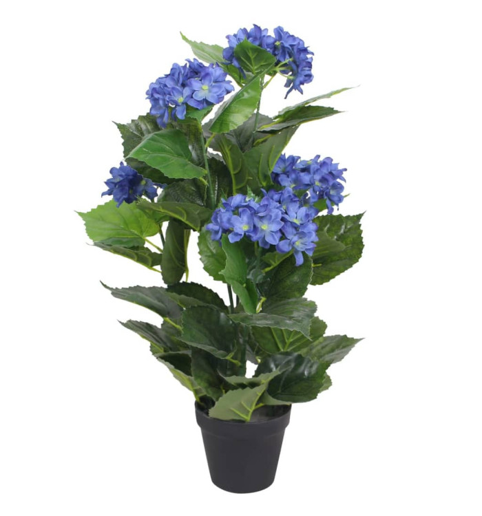 Plante hortensia artificielle avec pot 60 cm Bleu | Mobilier & Déco