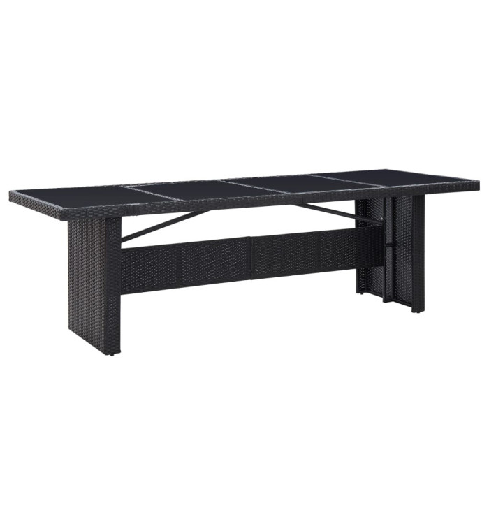 Table de jardin Noir 240x90x74 cm Résine tressée et verre | Mobilier & Déco