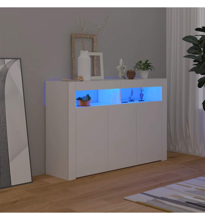 Buffet avec lumières LED Blanc 115,5x30x75 cm | Mobilier & Déco