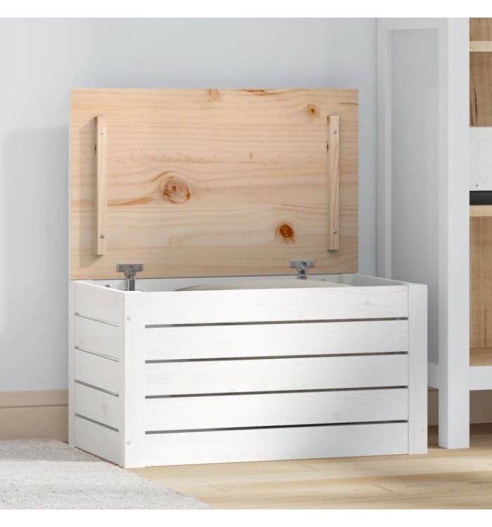 Boîte de rangement Blanc 59,5x36,5x33 cm Bois massif de pin | Mobilier & Déco